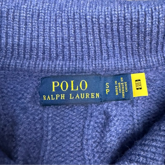 POLO Ralph Lauren Cable-Knit Wool-Cashmere Polo Sweater in Sapphire Heather - Picture 9 of 14